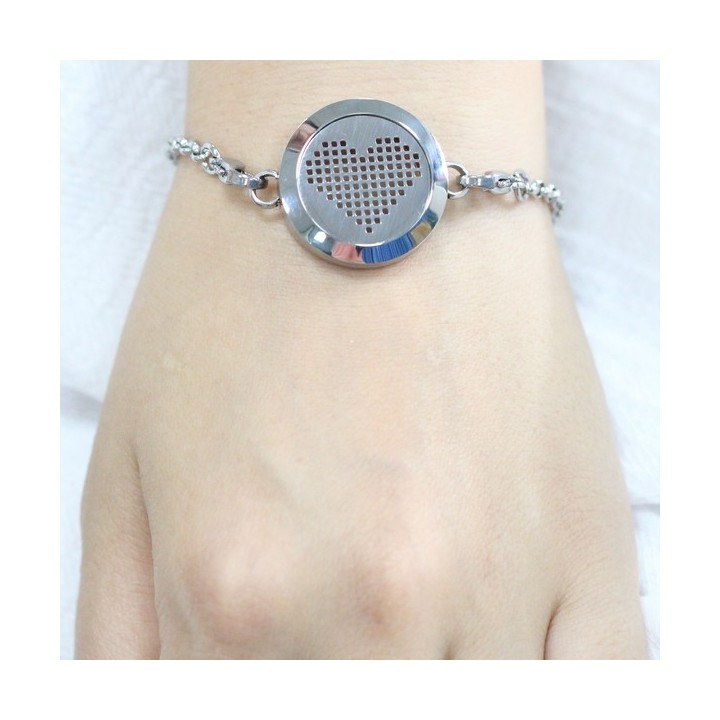 Bracciale in acciaio inossidabile per aromaterapia, COEUR PIXEL - ZEN'Arôme