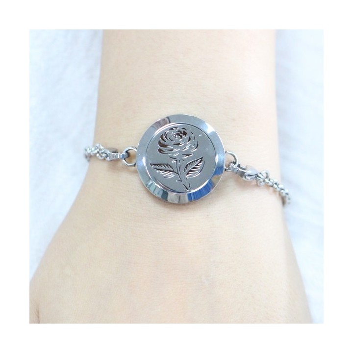 Aromatherapie-Armband aus Edelstahl, SOLI ROSE - ZEN'Arôme