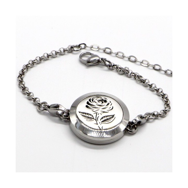 Bracelet d'Aromathérapie en inox, SOLI ROSE - ZEN'Arôme