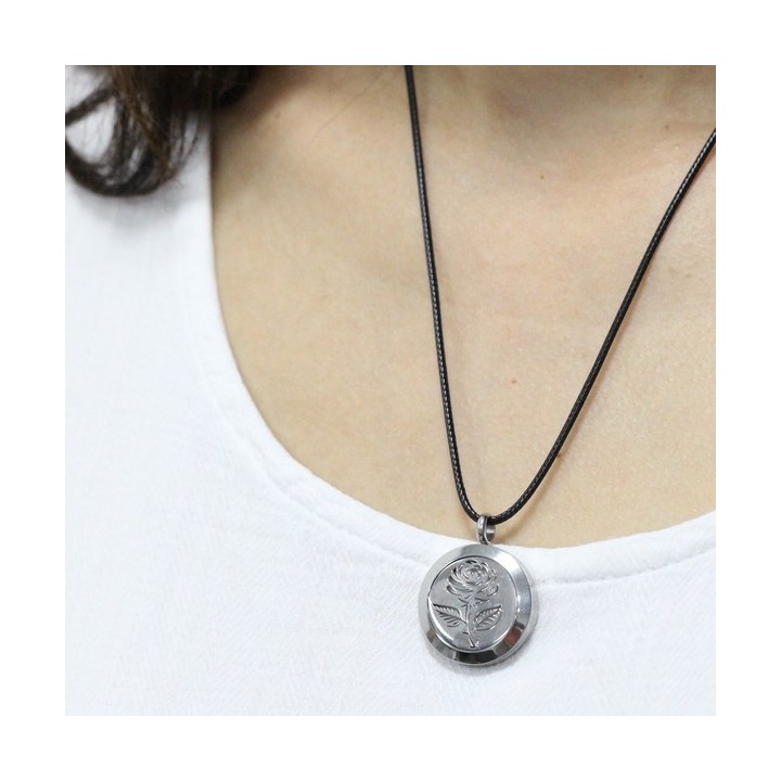 Collier d'Aromathérapie en inox, SOLI ROSE - ZEN'Arôme