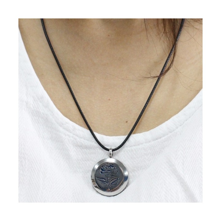 Collier d'Aromathérapie en inox, SOLI ROSE - ZEN'Arôme