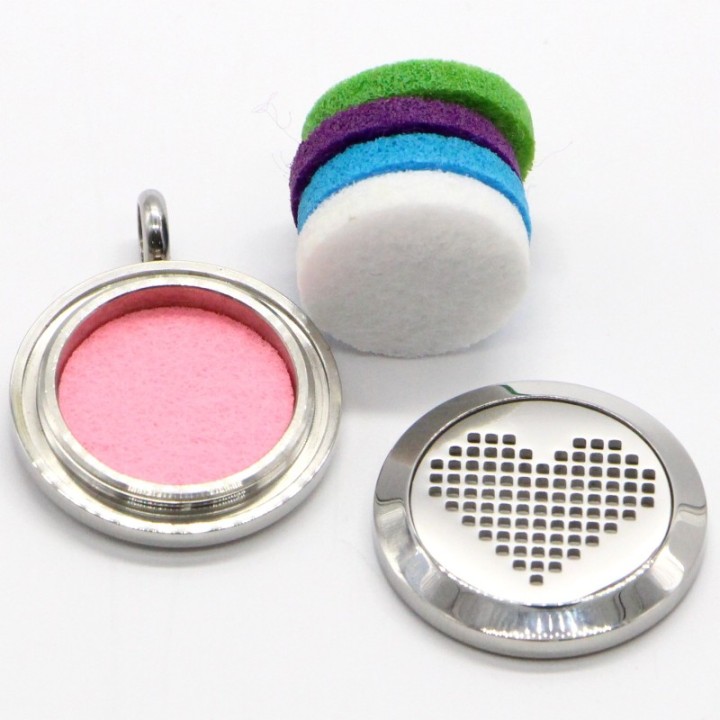 Collier d'Aromathérapie en inox, COEUR PIXEL - ZEN'Arôme