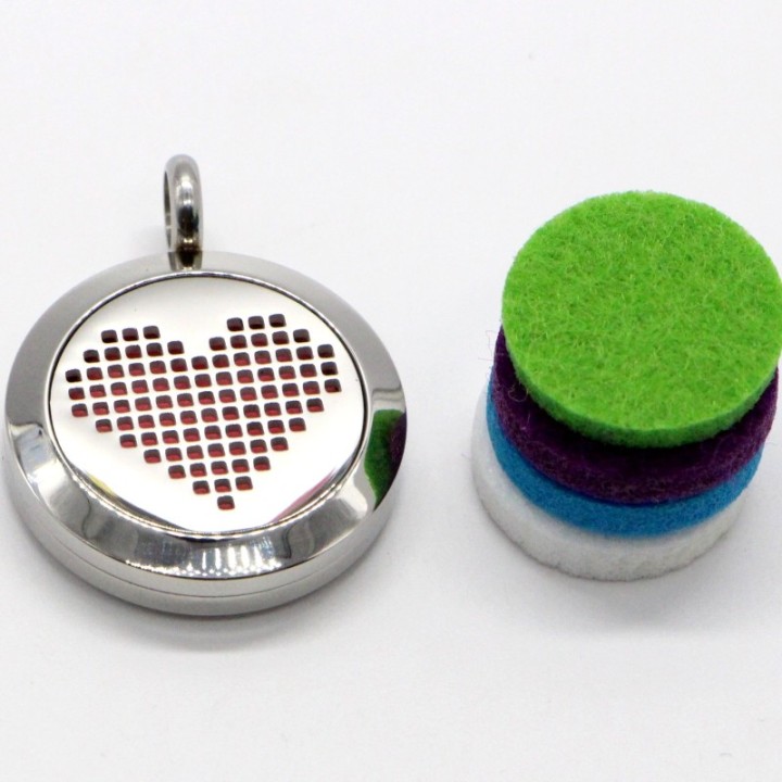 Collier d'Aromathérapie en inox, COEUR PIXEL - ZEN'Arôme