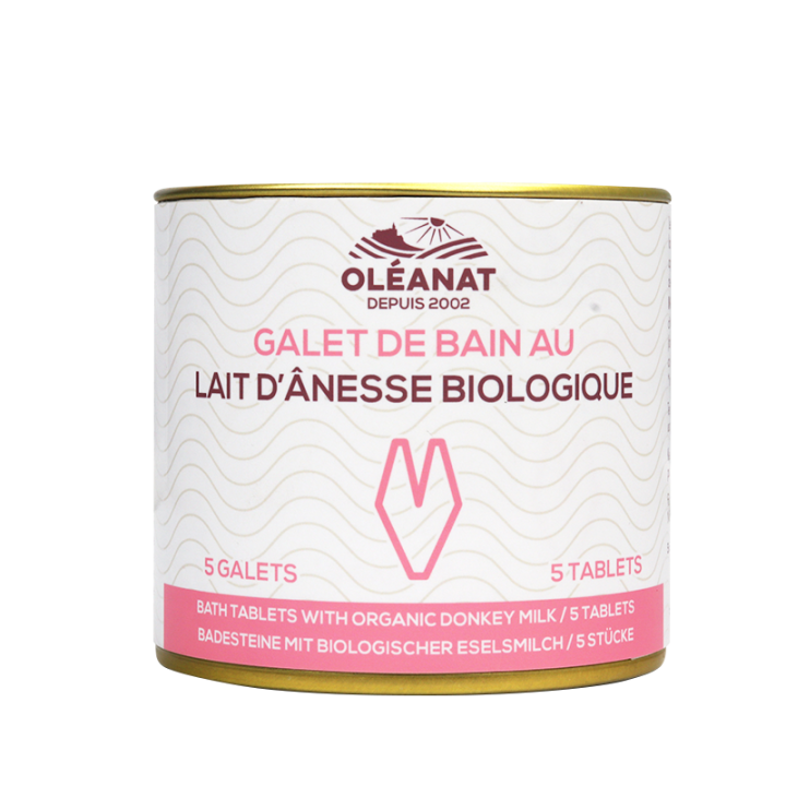 Galet de bain effervescent au lait d'ânesse BIO - 5x 25g - Oléanat