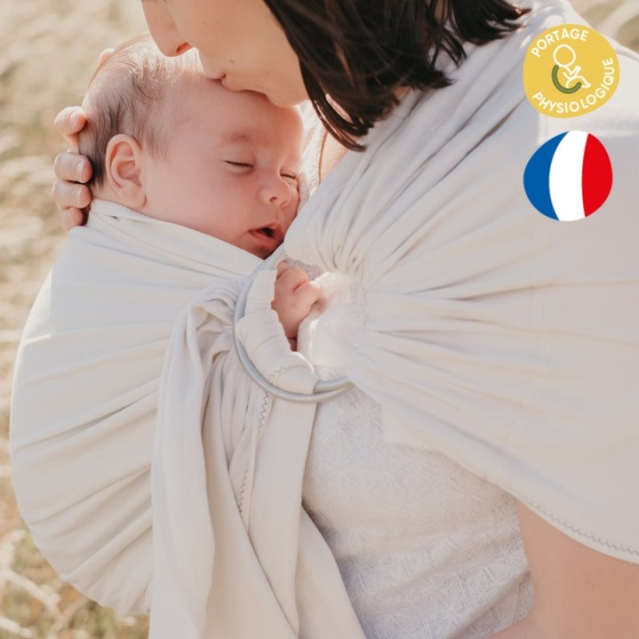 Babytragetuch aus Bio-Baumwolle ohne Knoten - My SLING Jersey , Ecru - NéoBulle