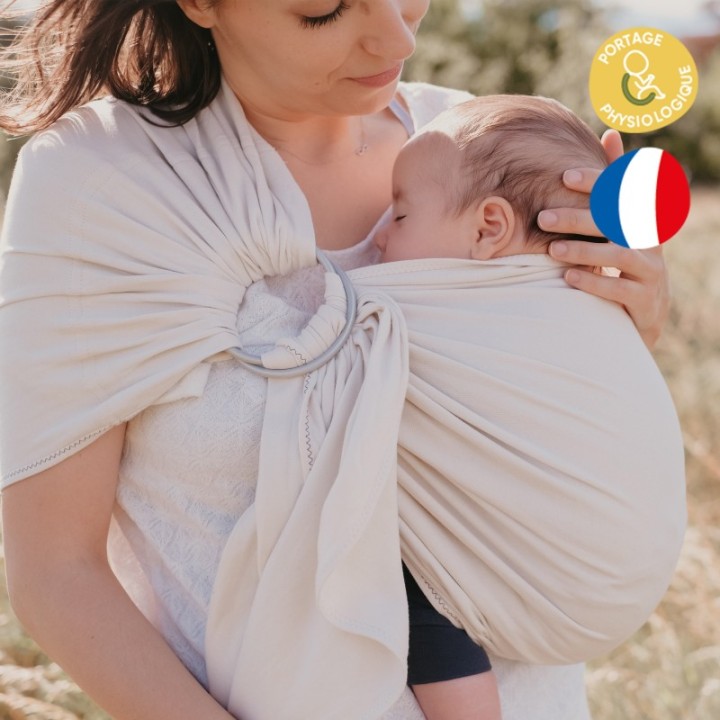 Imbragatura per bambini in cotone organico senza nodo - My SLING Jersey , Ecru - NéoBulle