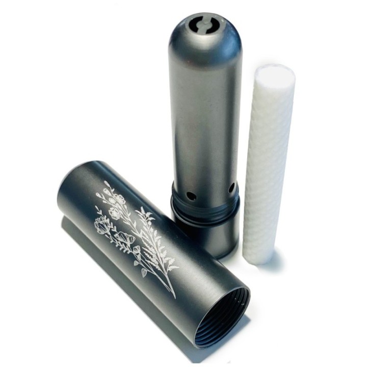 Inhalateur d'huiles essentielles INALIA en aluminium, avec mèche en coton, Gris - 1pce - Innobiz