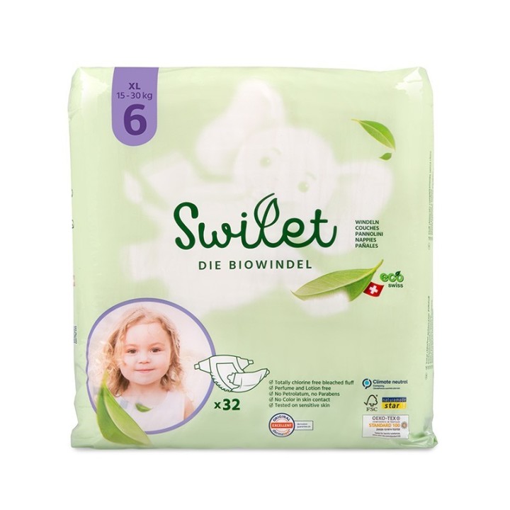 Die Biowindel - Gr. 6, Junior (15-30 kg) - 32 Stk Beutel  - Swilet