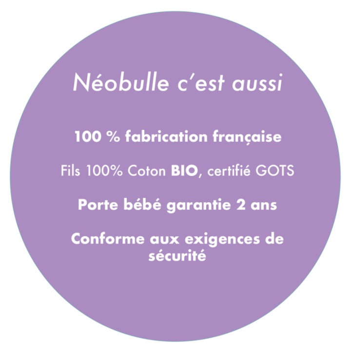 Écharpe de portage bébé en coton BIO, Classique - COULEUR, TAILLEcm - NéoBulle