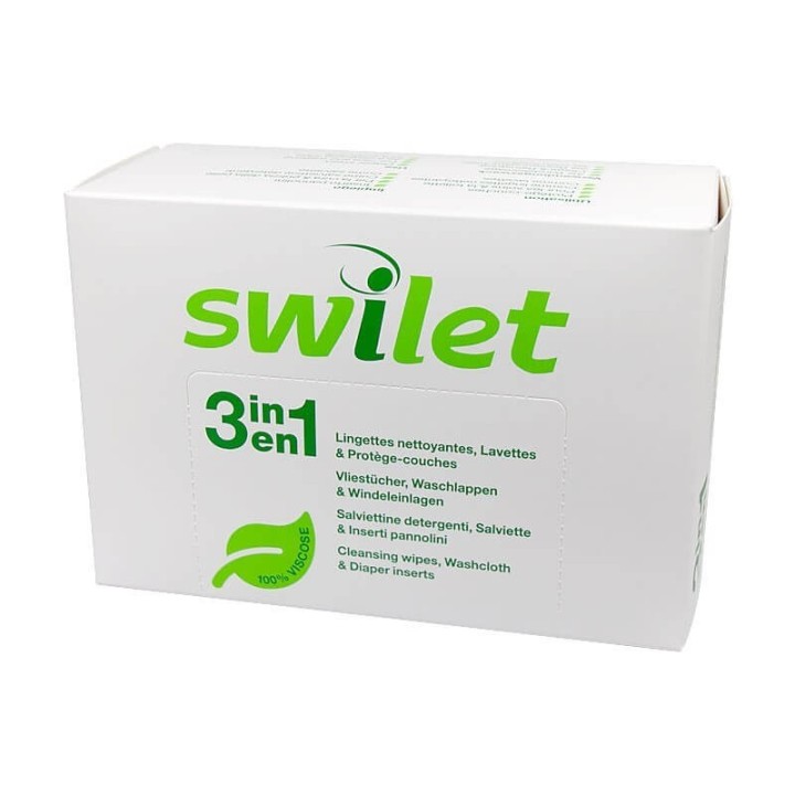Lingettes nettoyantes sèche et protège-couches BIO, 3en1 - 20x30cm, 50pces  Swilet