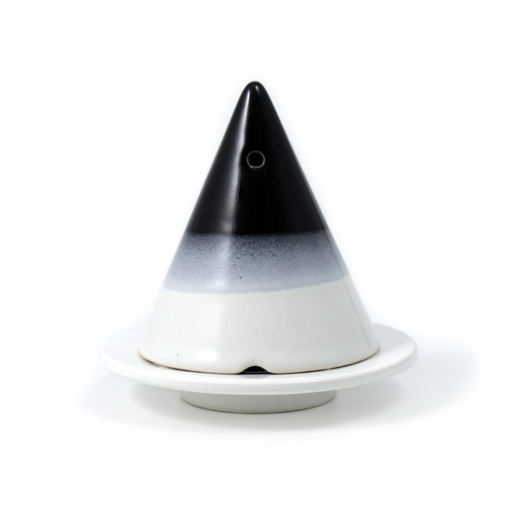Merlin-Lampe zum Verbrennen von Kade-Holz, Schwarzer und weißer Farbverlauf  - Ambiance Cade