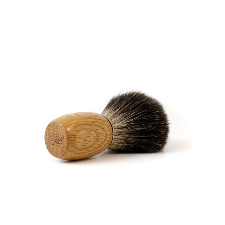 Pennello da barba in quercia "GB" con pelo di vero tasso - Gentleman Barbier