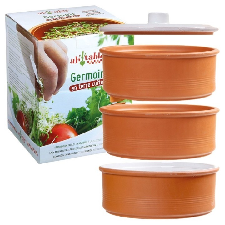 Vassoio di germinazione in terracotta con 3 livelli, germinazione facile e naturale - Ah! Table!