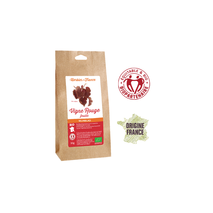 Foglie di vite rossa biologica - 50g - L'Herbier de France
