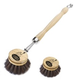 Spazzola per piatti con spazzola ricaricabile, pelo di cavallo - 24cm - Ecodis