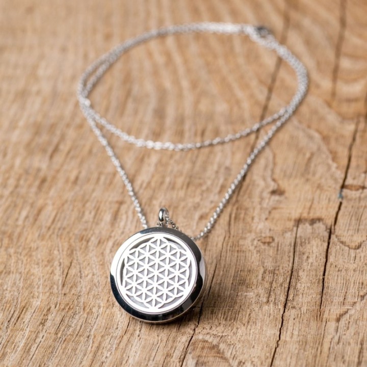 Collier à parfumer Stellae en acier inoxydable, couleur Argent, avec chaine de 70cm - Innozbiz