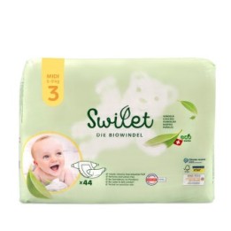Pannolini bio, 100% svizzeri - Taglia 3, Midi (da 5 a 9 kg) - 44pz - Swilet