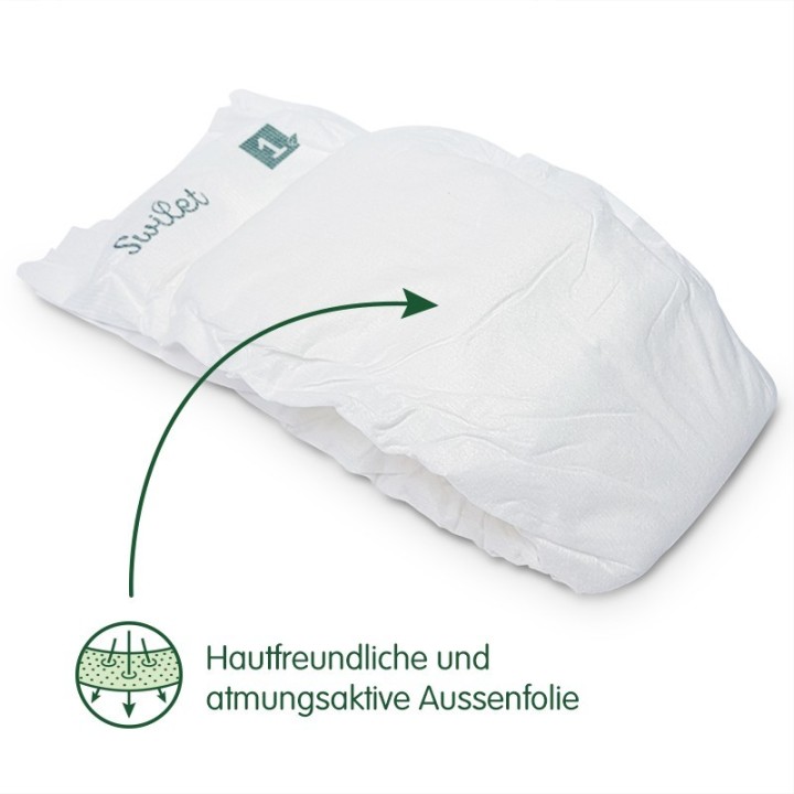 Pannolini bio, 100% svizzeri - Taglia 1, NewBorn (da 2 a 5 kg) - 27pz - Swilet