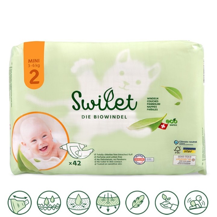 Die Biowindel - Gr. 2, Mini (3-6kg) - 28 Stk Beutel - Swilet