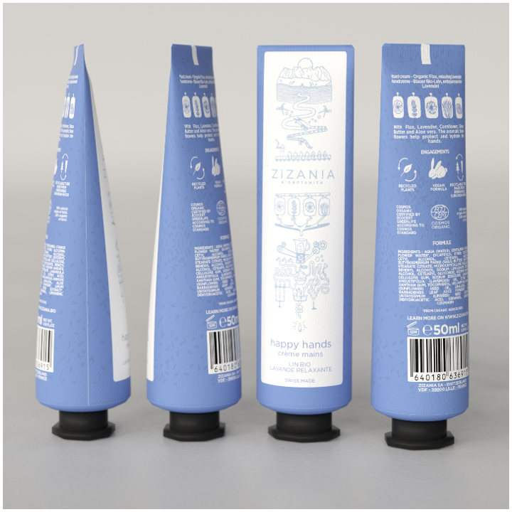 Crème Mains suisse au lin, lavande & bleuet - Happy Hands - 50ml - Zizan!a
